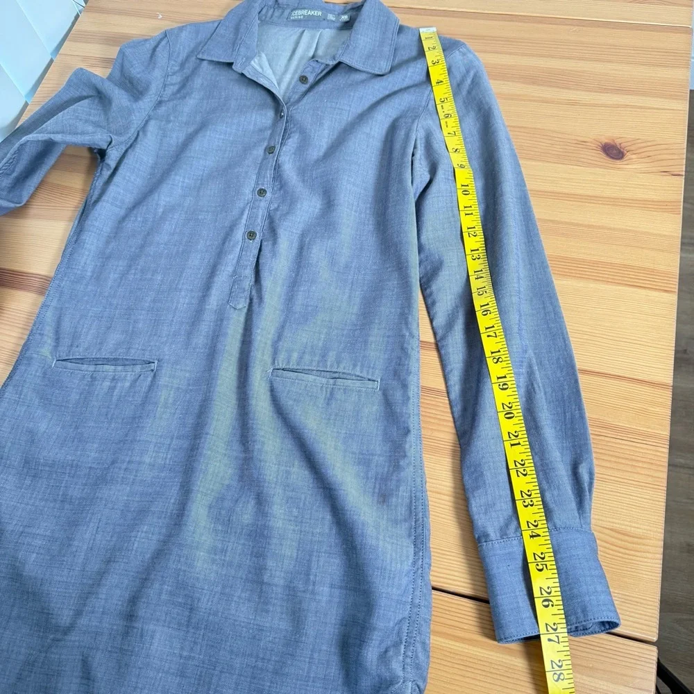 Icebreaker Merino Wool Lyocell Shirt Dress Collared XS - Picture 6 of 10